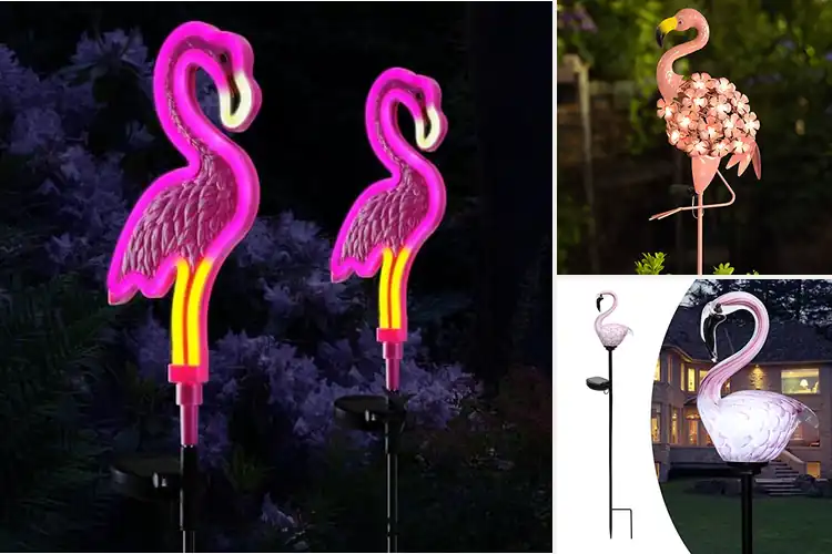 Detailed view of Best Solar Garden Flamingos