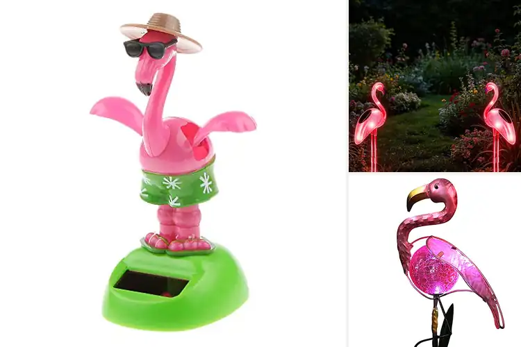 Detailed view of Best Solar Powered Flamingo Ornaments